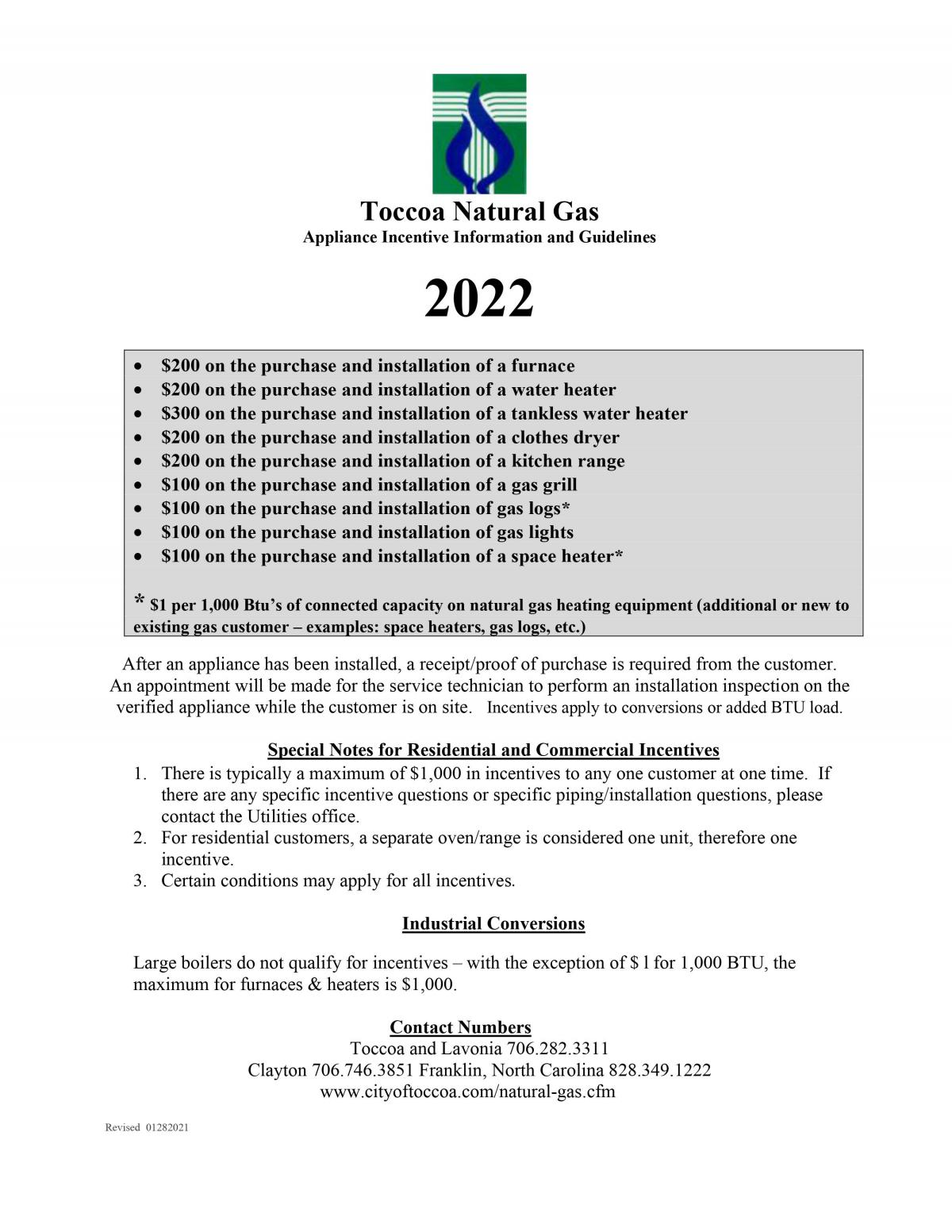 2022 Natural Gas Incentives